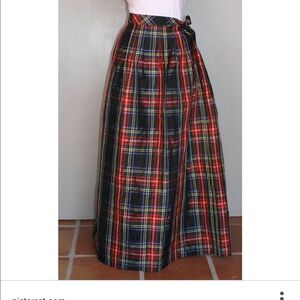 Brooks Brothers Plaid Maxi Wrap Skirt - Red Tartan